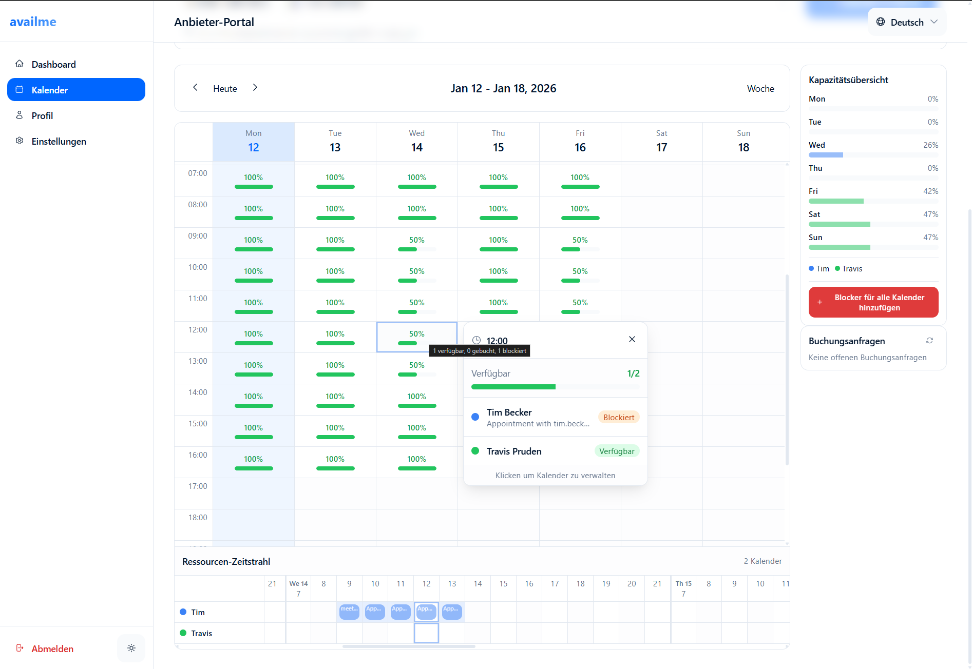 availme calendar preview